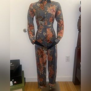Anthropologie jumpsuit size 4 green floral jumpsuit